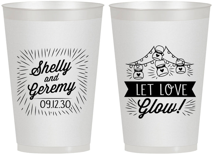 Personalized Wedding 12 oz Frosted Cups - Let Love Glow | 273