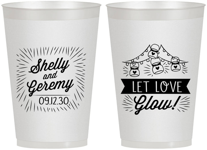 Personalized Wedding 12 oz Frosted Cups - Let Love Glow | 273