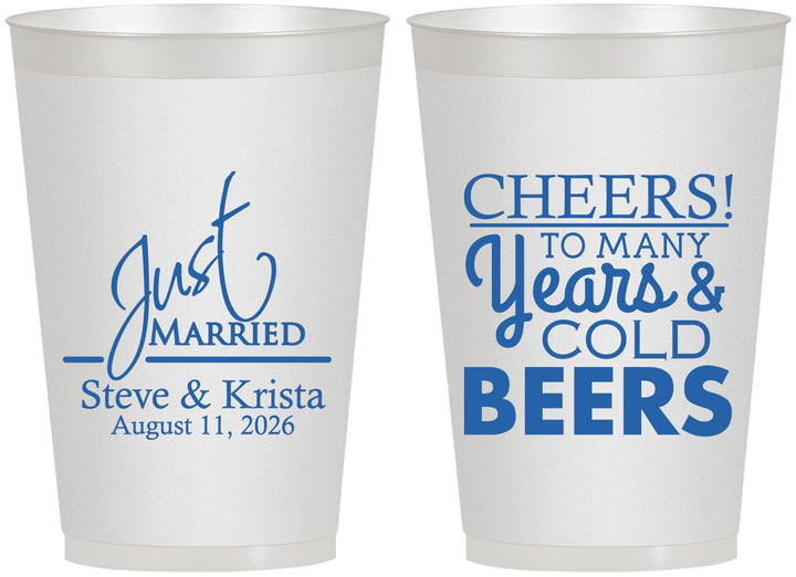 Personalized Wedding 12 oz Frosted Cups - Cheers Years Cold Beers | 274
