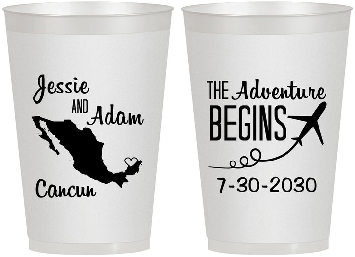 Personalized Wedding 12 oz Frosted Cups - The Adventure Begins | 275