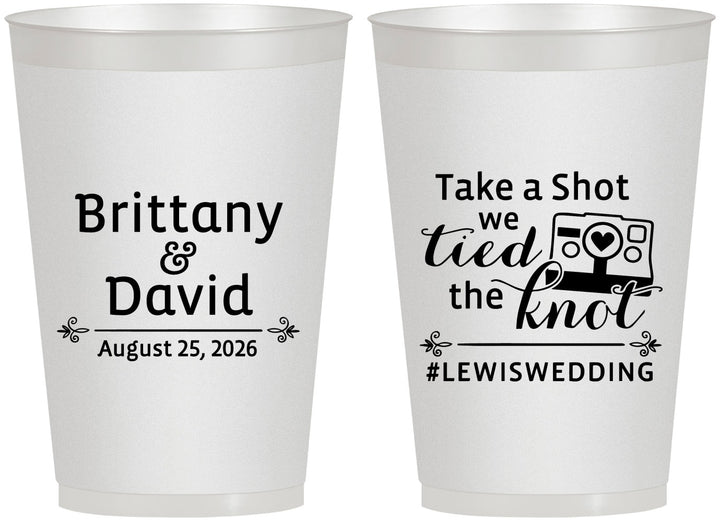 Personalized Wedding 12 oz Frosted Cups - Take A Shot We Tied The Knot | 277