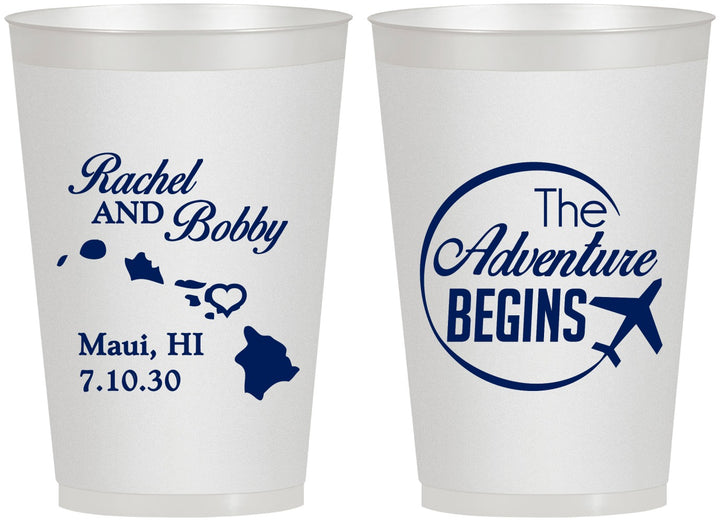 Personalized Wedding 12 oz Frosted Cups - The Adventure Begins | 278