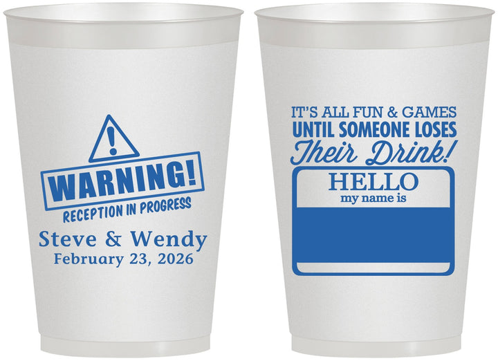 Personalized Wedding 12 oz Frosted Cups - Hello My Name Is | 280