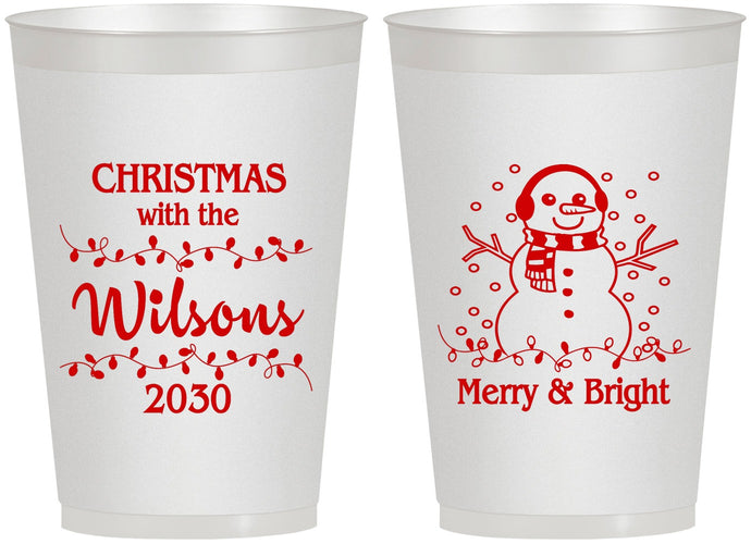 Personalized Christmas 12 oz Frosted Cups - Snowman | 280002