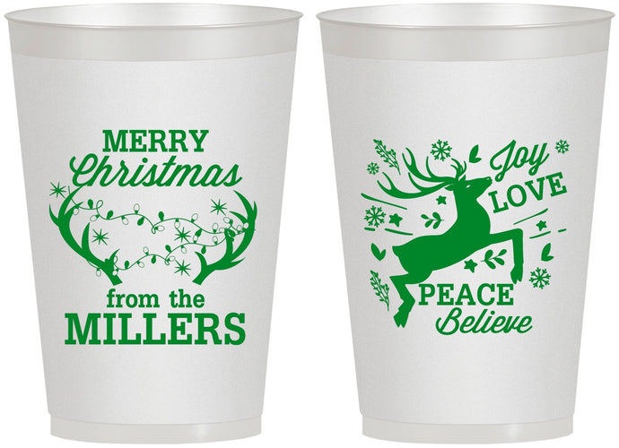 Personalized Christmas 12 oz Frosted Cups - Reindeer | 280003