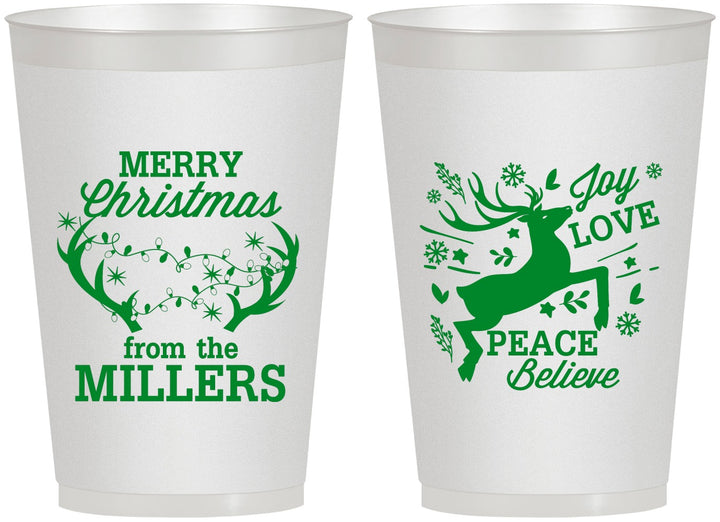 Personalized Christmas 12 oz Frosted Cups - Reindeer | 280003