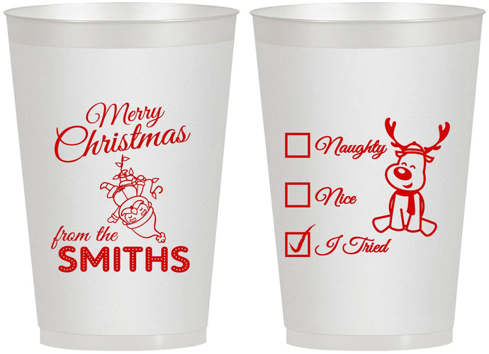 Personalized Christmas 12 oz Frosted Cups - Naughty Or Nice | 280004