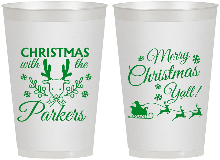 Personalized Christmas 12 oz Frosted Cups - Reindeer | 280005