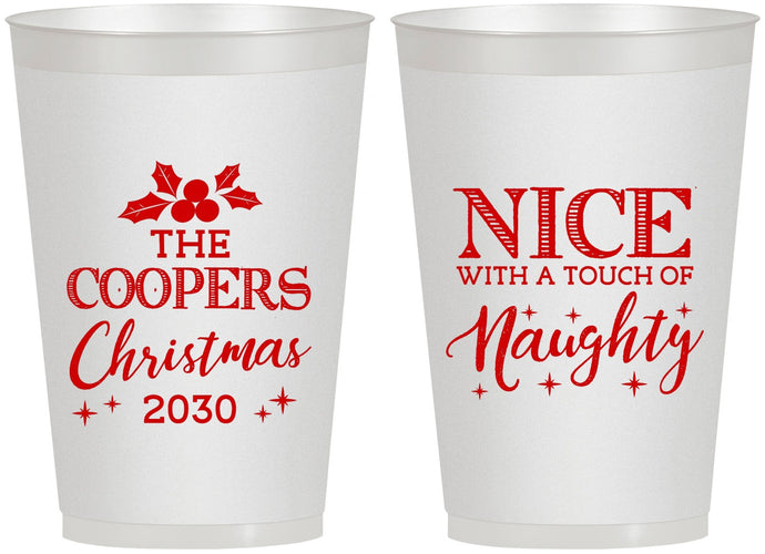 Personalized Christmas 12 oz Frosted Cups - Naughty Or Nice | 280008