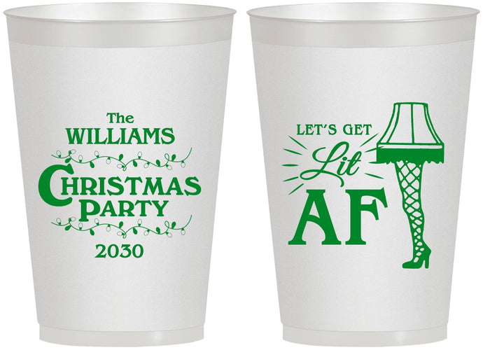 Personalized Christmas 12 oz Frosted Cups - Lit Af | 280011