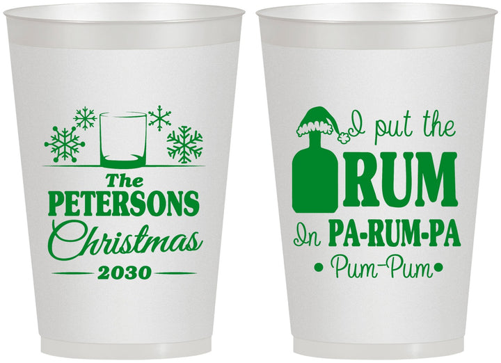 Personalized Christmas 12 oz Frosted Cups - Pa Rum Pa | 280013