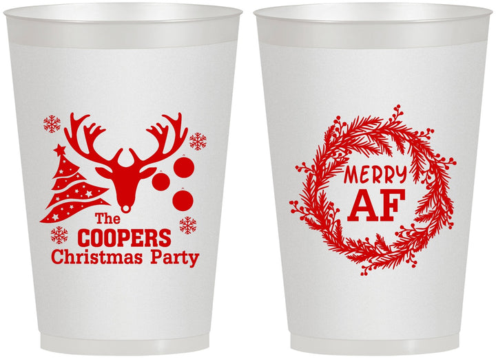 Personalized Christmas 12 oz Frosted Cups - Merry Af | 280014