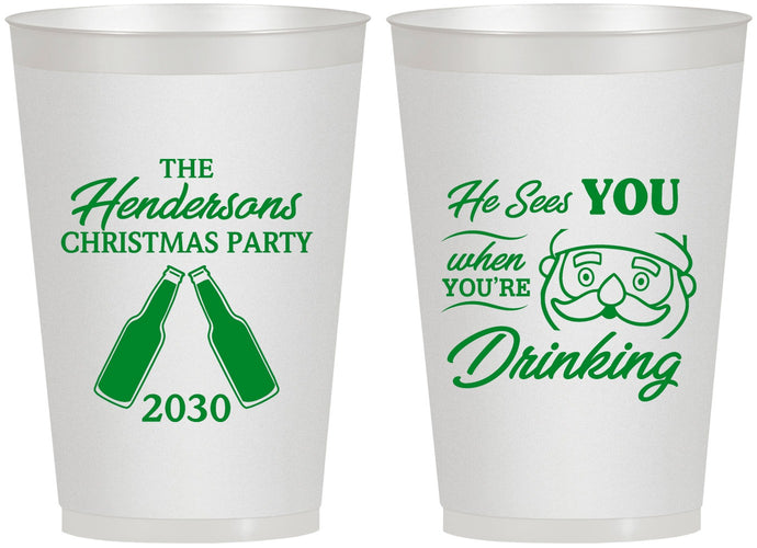 Personalized Christmas 12 oz Frosted Cups - Santa | 280015