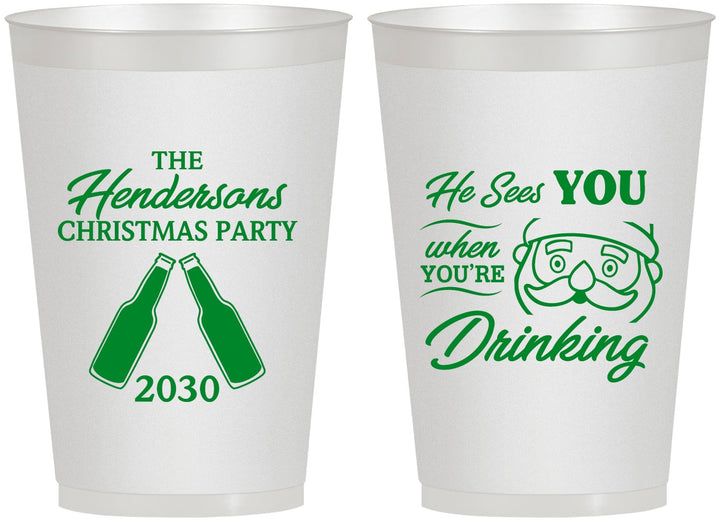 Personalized Christmas 12 oz Frosted Cups - Santa | 280015