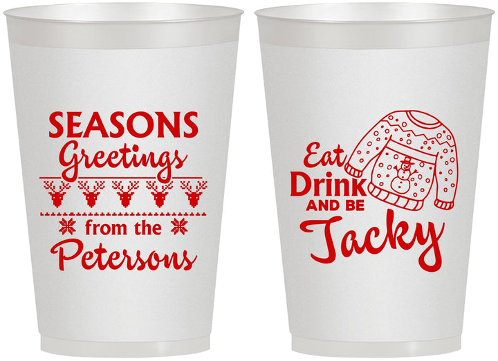 Personalized Christmas 12 oz Frosted Cups - Eat Drink Be Jacky | 280016
