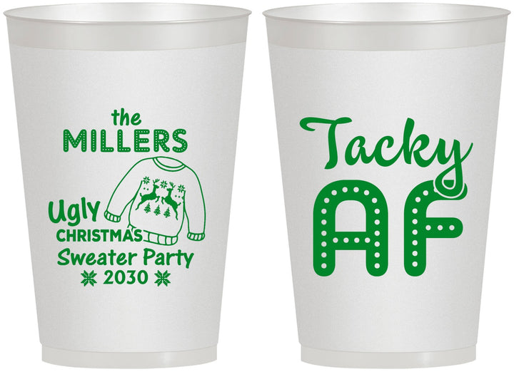Personalized Christmas 12 oz Frosted Cups - Tacky Af | 280017