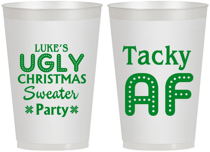 Personalized Christmas 12 oz Frosted Cups - Tacky Af | 280021