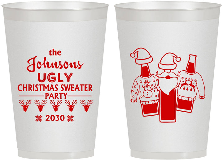 Personalized Christmas 12 oz Frosted Cups - Ugly Sweater | 280022