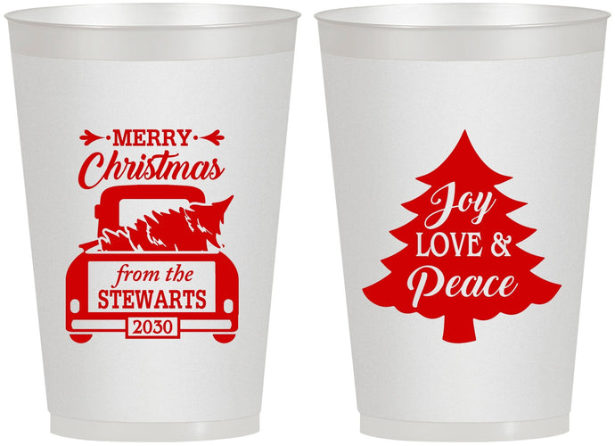 Personalized Christmas 12 oz Frosted Cups - Christmas Tree | 280026