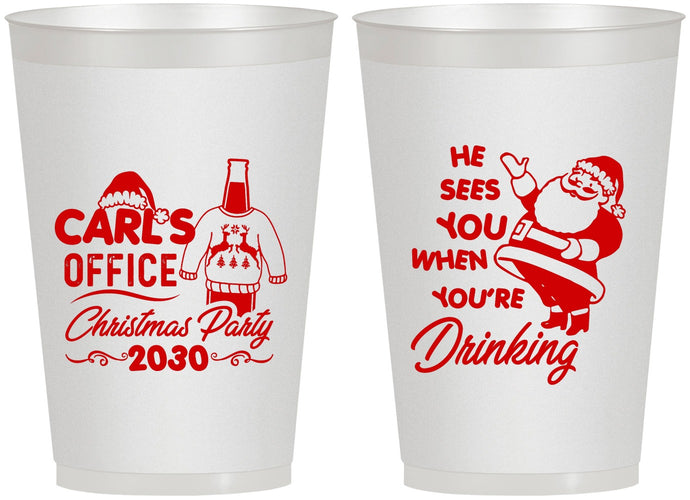 Personalized Christmas 12 oz Frosted Cups - Santa Claus | 280028