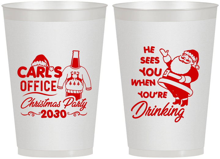 Personalized Christmas 12 oz Frosted Cups - Santa Claus | 280028