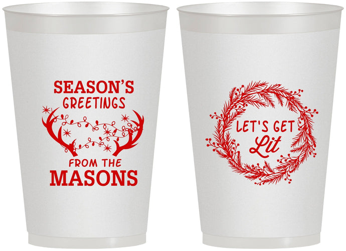 Personalized Christmas 12 oz Frosted Cups - Lets Get Lit | 280032
