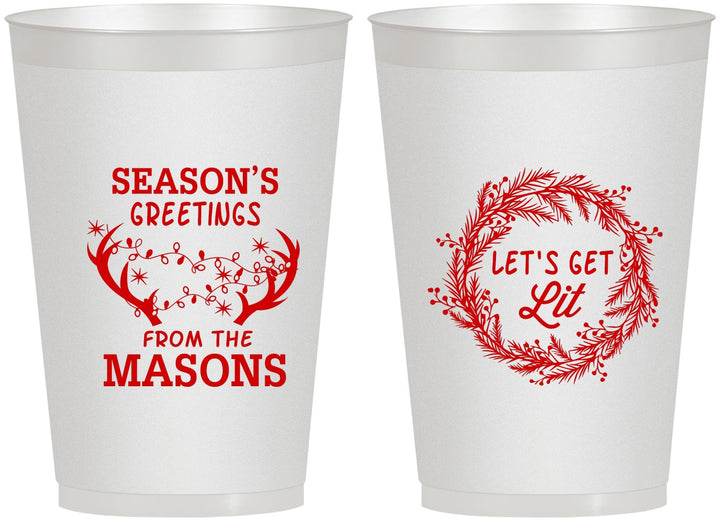 Personalized Christmas 12 oz Frosted Cups - Lets Get Lit | 280032