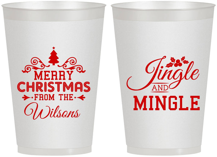 Personalized Christmas 12 oz Frosted Cups - Jingle And Mingle | 280034