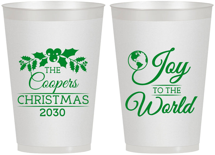 Personalized Christmas 12 oz Frosted Cups - Joy To The World | 280035