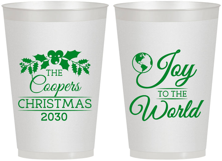 Personalized Christmas 12 oz Frosted Cups - Joy To The World | 280035