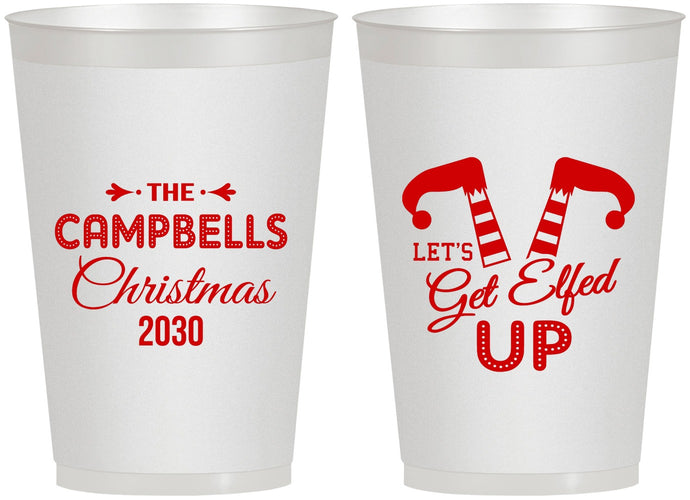 Personalized Christmas 12 oz Frosted Cups - Lets Get Elfed Up | 280036