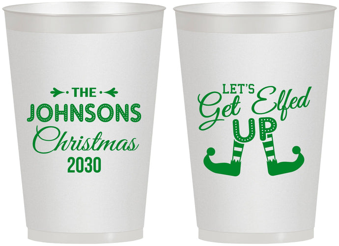 Personalized Christmas 12 oz Frosted Cups - Lets Get Elfed Up | 280037