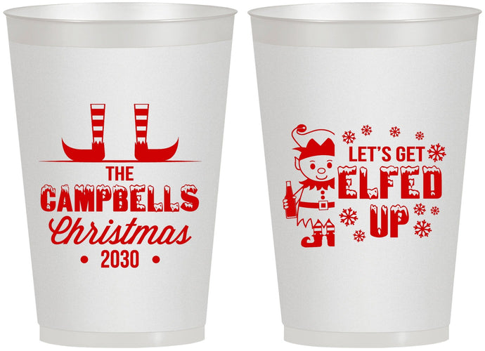 Personalized Christmas 12 oz Frosted Cups - Lets Get Elfed Up | 280038