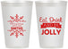 Personalized Christmas 12 oz Frosted Cups - Eat Drink Jolly | 280040