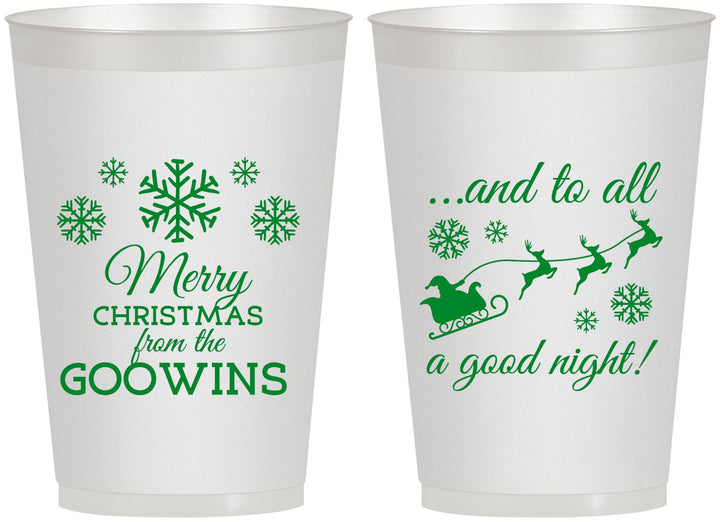 Personalized Christmas 12 oz Frosted Cups - To All A Good Night | 280041