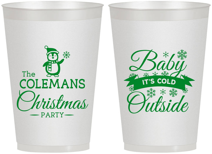 Personalized Christmas 12 oz Frosted Cups - Cold Outside | 280043
