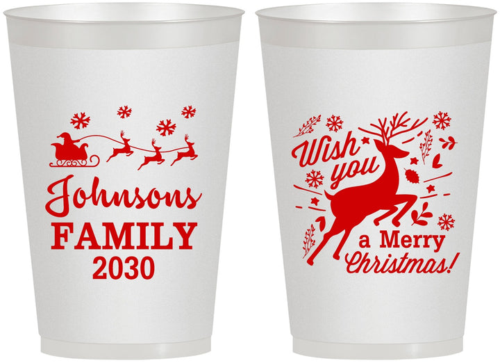 Personalized Christmas 12 oz Frosted Cups - Reindeer | 280044