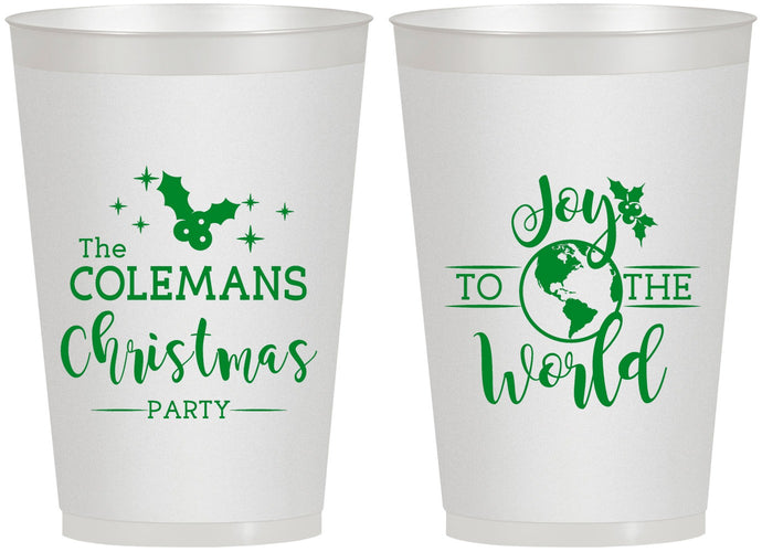 Personalized Christmas 12 oz Frosted Cups - Joy To The World | 280045