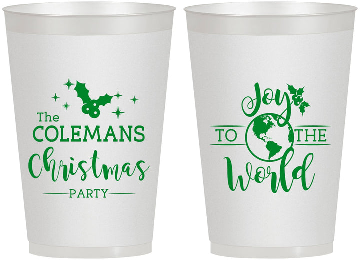 Personalized Christmas 12 oz Frosted Cups - Joy To The World | 280045
