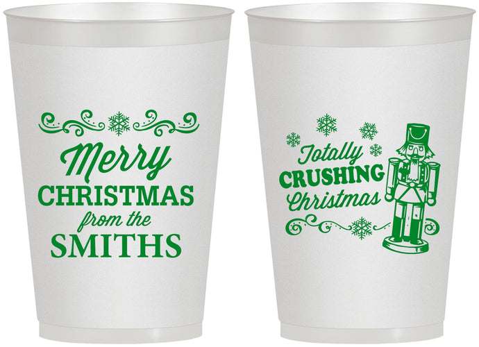 Personalized Christmas 12 oz Frosted Cups - Snowflakes | 280053