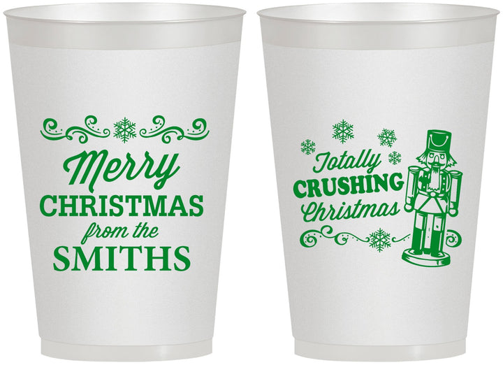Personalized Christmas 12 oz Frosted Cups - Snowflakes | 280053