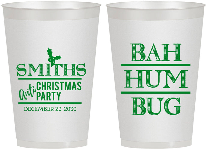 Personalized Christmas 12 oz Frosted Cups - Bah Hum Bug | 280057
