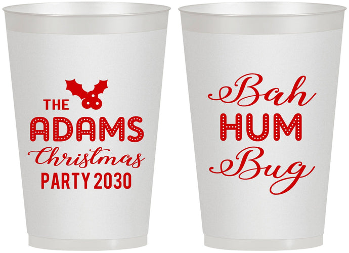 Personalized Christmas 12 oz Frosted Cups - Bah Hum Bug | 280058