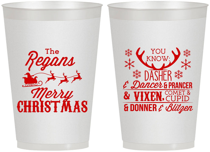 Personalized Christmas 12 oz Frosted Cups - Reindeer | 280062