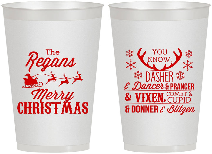 Personalized Christmas 12 oz Frosted Cups - Reindeer | 280062