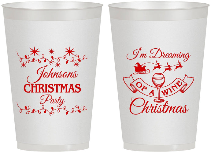 Personalized Christmas 12 oz Frosted Cups - Wine | 280068