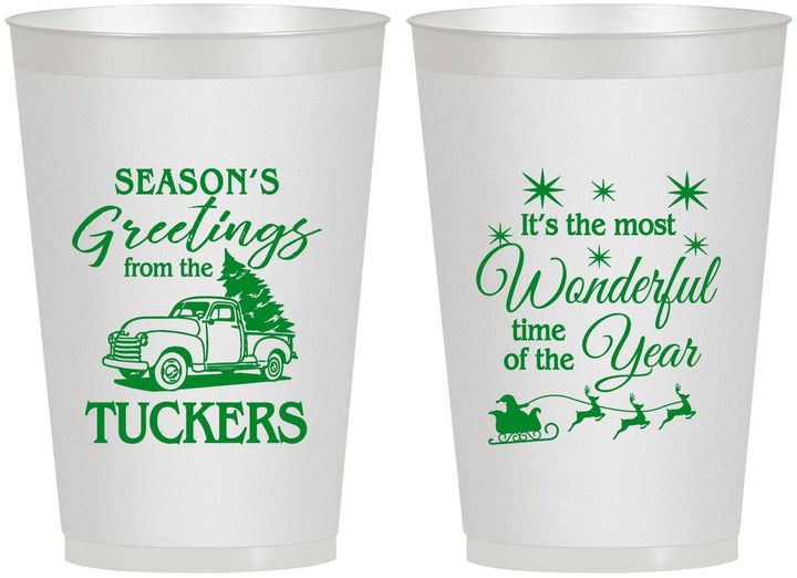Personalized Christmas 12 oz Frosted Cups - Season Greetings | 280071