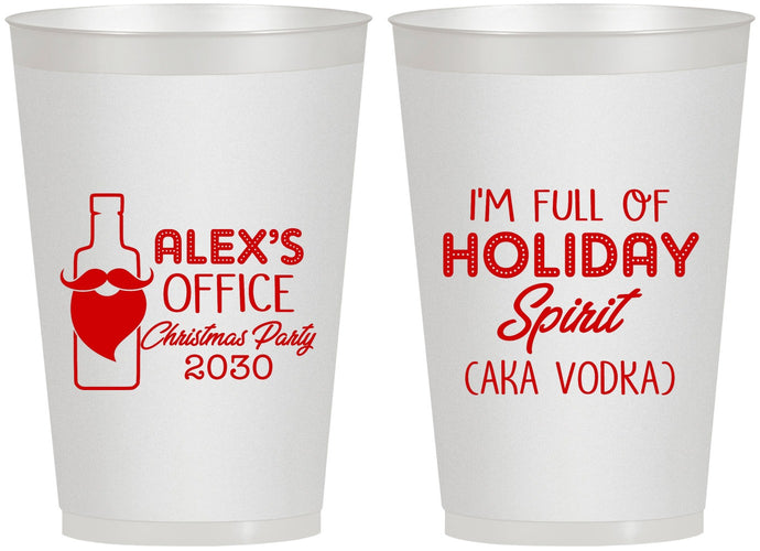 Personalized Christmas 12 oz Frosted Cups - Holiday Spirit | 280072