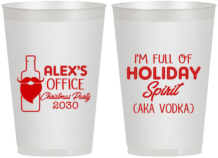 Personalized Christmas 12 oz Frosted Cups - Holiday Spirit | 280072
