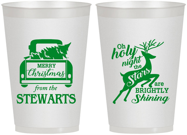 Personalized Christmas 12 oz Frosted Cups - Tree | 280073